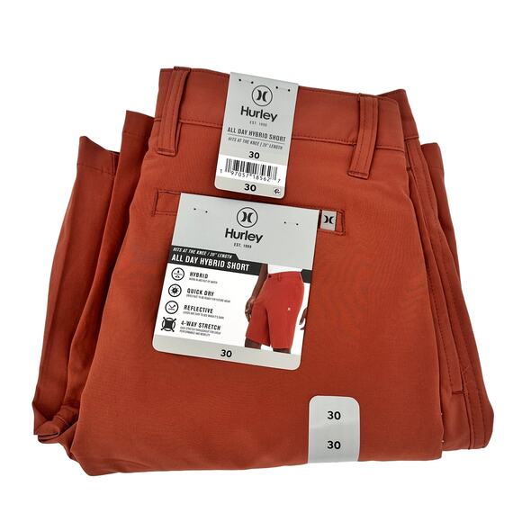 Hurley Shorts Mens 30 All Day Hybrid Redwood Orange Quick Dry Stretch NEW - Picture 1 of 10